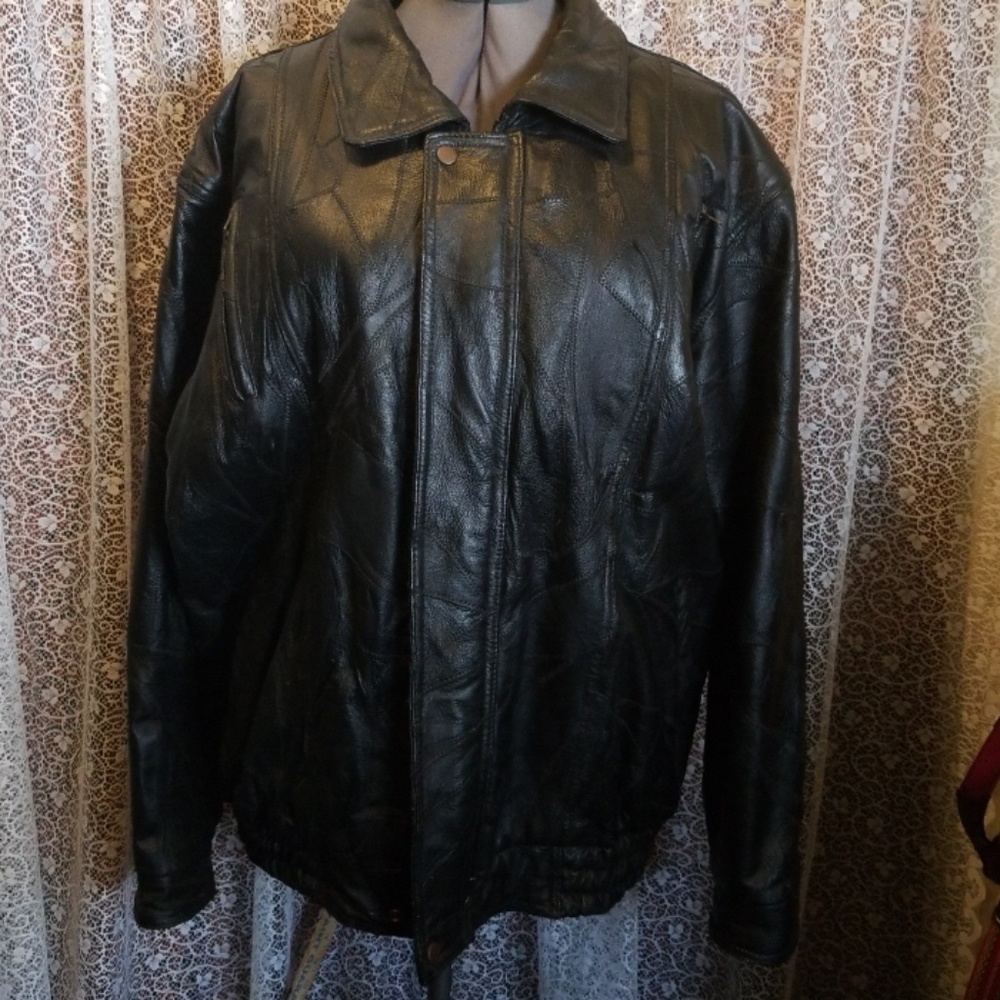 Patchwork Black Leather Jacket - image 1